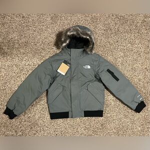 The North Face Kids Gray Gotham Down Jacket with Faux Fur Hood NWT Size Large